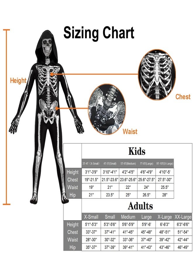 Cupohus [2023 SIZE UPDATE Halloween Costume, Skeleton Costume Bodysuit Jumpsuit - Scary Black and White Costume, Unisex, Creepy - Image 4